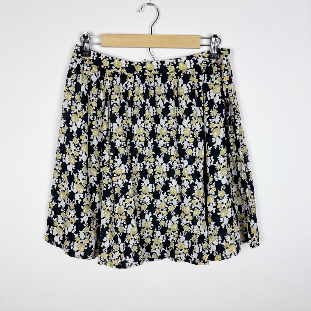 Tiare Hawaii Skirt Floral Mini Black Yellow White Size M/L